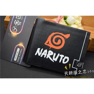 💼กระเป๋าสตางค์หนังสีดำแบบสั้นลายสัญลักษณ์หมู่บ้านโคโนฮะ NARUTO💯