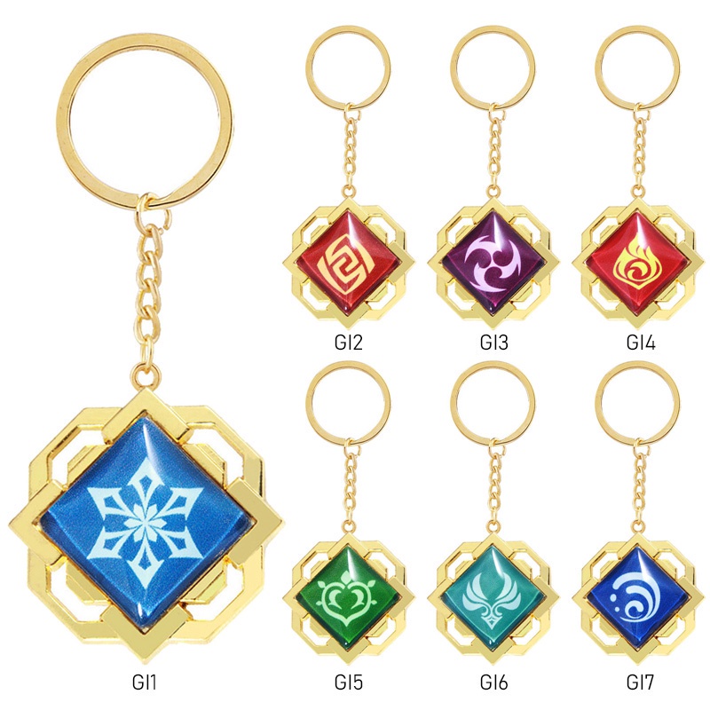 Anime Genshin Impact Luminous Keychain Element Vision God's Eye ...