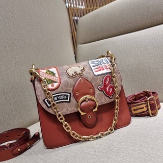 COACH C6837 BEAT SHOULDER BAG IN SIGNATURE CANVAS WITH PATCHES