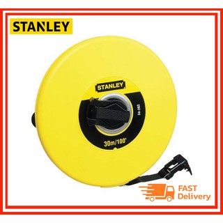 STANLEY เทปวัดที่สายไฟเบอร์กลาส 30เมตร/100 ฟุต เทปกว้าง 12 มิล หน่วยวัดนิ้ว&amp;ซม. #34-262