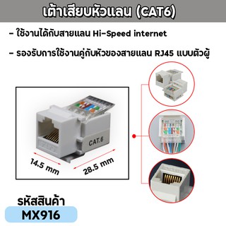 ปลั๊กเต้ารับหัวแลนตัวเมีย CAT6