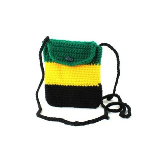 สินค้าราสต้า Bag Mobile Jamaica Flag Shoulder Button กระเป๋าคล้องคอลายธงจาไมก้า JAMAICA FLAG CROCHETED BAG