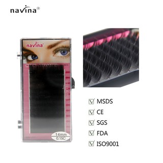 Navina 12 Row ขนตาปลอม Grafting Eyelash Extension Curls ธรรมชาติ C การจัดเรียง 0.1 ความหนาขนตา