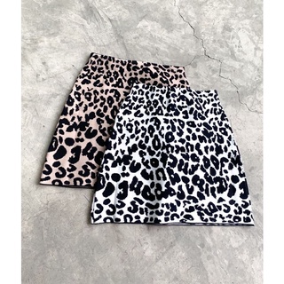 Cheetah knit mini skirt น้ำตาล / ขาว ML