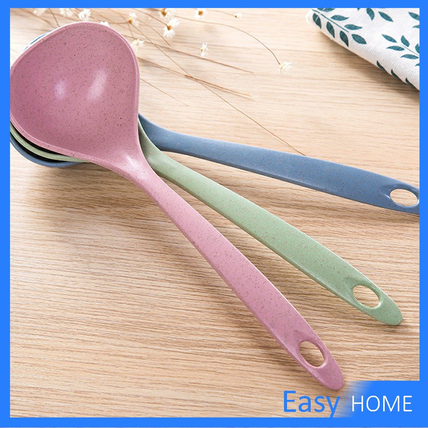 กระบวยตักอาหาร กระบวยซุป ช้อนซุปทำจากฟางข้าวสาลี พลาสติก Plastic soup spoon with long handle ราคา ถูกที่สุด ดีลบีเคเค แกลเลอรีภาพที่ 3