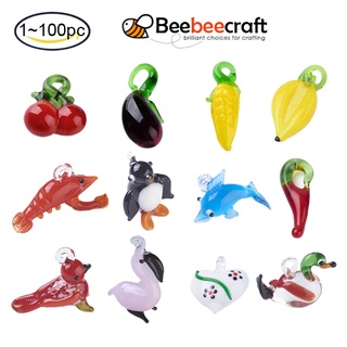 Beebeecraft จี้รูปเชอร์รี่ หลายสี แฮนด์เมด สําหรับทําเครื่องประดับ DIY 1~100 ชิ้น