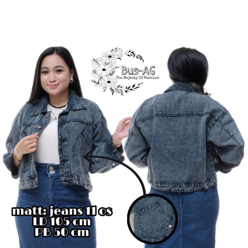 GIRLS REPUBLIC CROP JEANS JACKET/แจ็คเก็ตยีนส์ผู้หญิง/แจ็คเก็ตขนาดใหญ่ - WOW - LALITA แจ็คเก็ตยีนส์ผ
