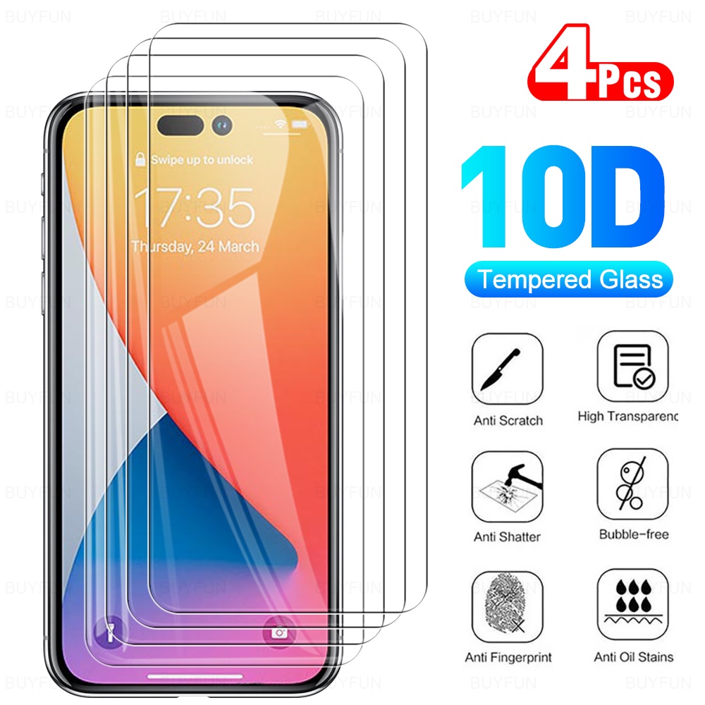 กระจกนิรภัยกันรอยหน้าจอ สําหรับ iPhone 14 11 12 13 Pro Max mini 8 7 Plus SE 2020 2022 4 ชิ้น
