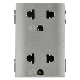 เต้ารับคู่ 3 ขา B-TICINO NT4185 LIGHT TECH สีเงิน DOUBLE SOCKETS B-TICINO NT4185 LIGHT TECH SILVER