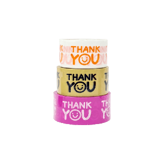 [โปรโมชั่น] เทปกาวพิมพ์ลาย THANK YOU เทปยิ้ม กว้าง 48 mm. ยาว 20 หลา / 45 หลา / 100 หลา - (1 ม้วน)