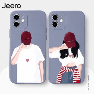 Jeero เคสคู่ เคสไอโฟน คู่รัก ขอบเหลี่ยมกันกระแทกซิลิโคนนุ่มการ์ตูนน่ารักตลก เคสโทรศัพท์ Compatible for iPhone 15 14 13 12 11 Pro Max SE 2020 X XR XS 8 7 ip 6S 6 Plus HFE1360