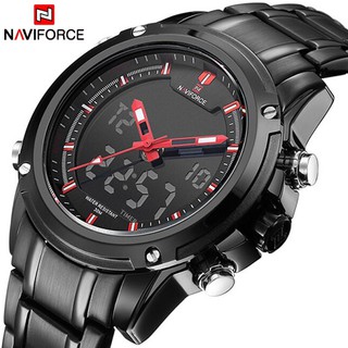 NAVIFORCE นาฬิกาชายยอดนิยมแบรนด์หรูดิจิตอลอนาล็อกกีฬานาฬิกาข้อมือทหารสแตนเลสชายนาฬิกา