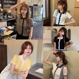 DODO*พร้อมส่ง*เสื้อคอปกมีกระดุม แขนสั้นเหมาะกับทุกสไตล(47048)