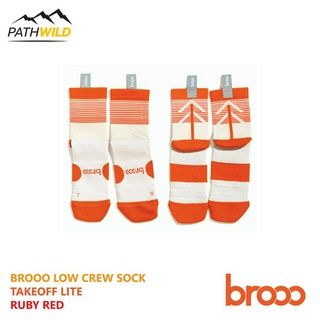 ถุงเท้า  BROOO LOW CREW SOCK TAKEOFF LITE / RUBY RED ความยาว ครึ่งแข้ง FREE SIZE