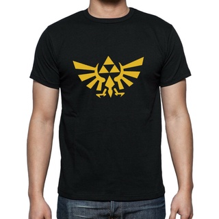 [100% Cotton] เสื้อยืดลําลอง แขนสั้น พิมพ์ลายโลโก้ Zelda Tee S Zelda ideo game Golden triforce เข้ากับทุกการแต่งกาย สํา