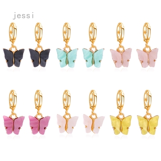 New Womens Earrings Fashion Color Acrylic Butterfly Stud Earrings