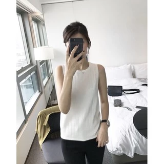 🎁พร้อมส่ง🇹🇭ในไทย👚เสื้อแขนกุด ไหมพรม @MookieShops เกาหลี มินิมอล เสื้อสาวออฟฟิศ อกยืดถึง40นิ้ว ผ้านิ่ม ใส่สบาย