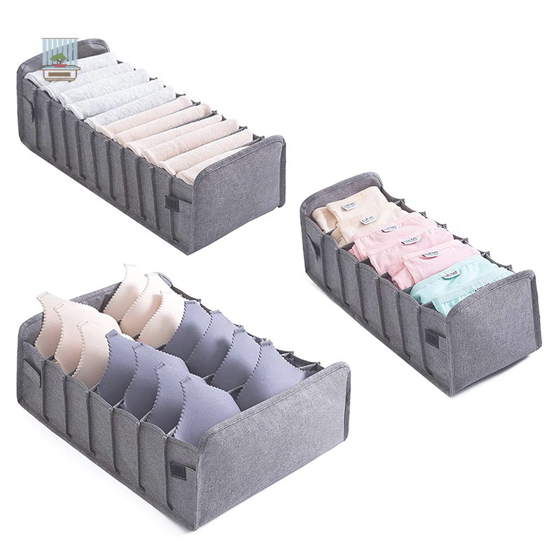 NU 3pcs 25 Grid PU Leather Underwear Storage Box Closet Organizer