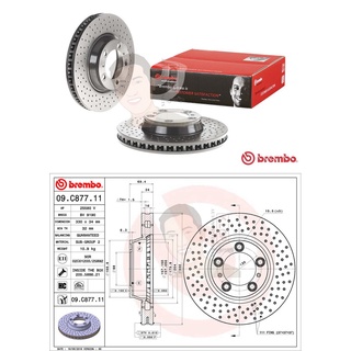 D09 C877 11 จานเบรค ล้อ F (ยี่ห้อ BREMBO) รุ่น HC PVT PORSCHE 911 (996/997) 3.6 3.8 S 4S ปี2003-2005