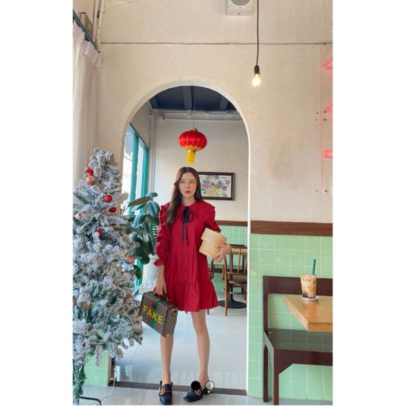 เดรส Flat2112 FF0010 Liu Yi Fei Dress​  สีแดง (Used once like new)​