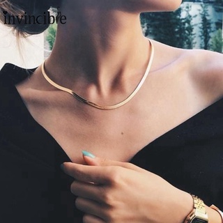 Fashion Flat Snake Chain Clavicle Chain/ Simple Gold Silver Color Herringbone Choker/ Unisex Necklace Jewelry