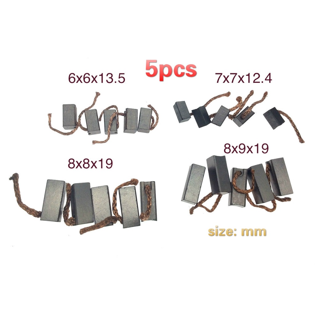 5pcs 6x6x13.5 7x7x12.4 8x8x19 8x9x19 มม.ทองแดงคาร์บอนแปรงสําหรับรถยนต์เครื่องทําความร้อนไฟฟ้าพัดลมหม้อน้ํา blower