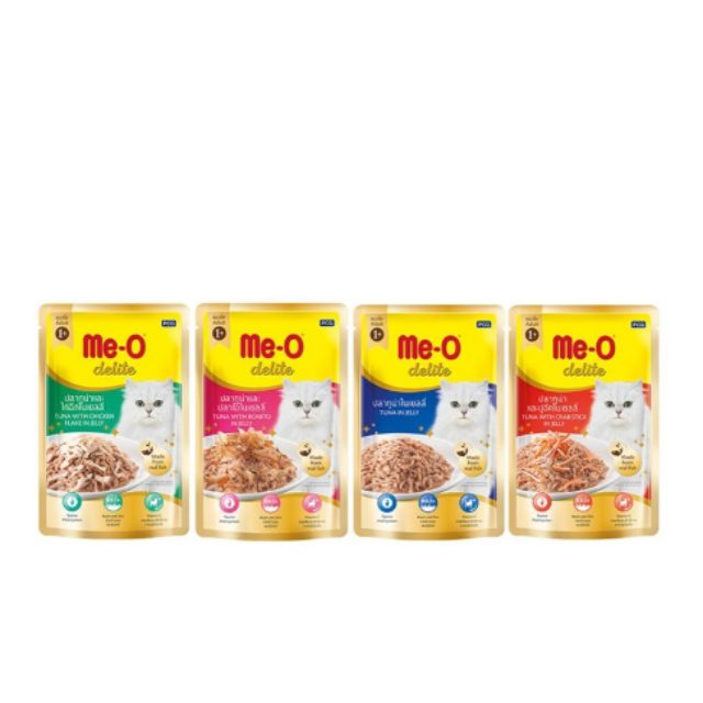 Me-O MeO มีโอ ดีไลท์ อาหารเปียกแมว x12 ยกโหลถูกกว่า มี 4 รส