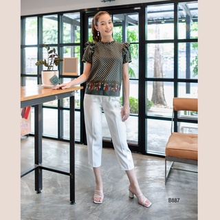 AMILA Blouse AM-B887 พีชสกิน แขนสั้น IGPU22-4