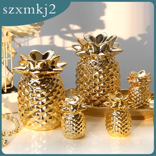 โชว์ผลไม้เซรามิกรูปสับปะรดสีทองสําหรับตกแต่งบ้าน