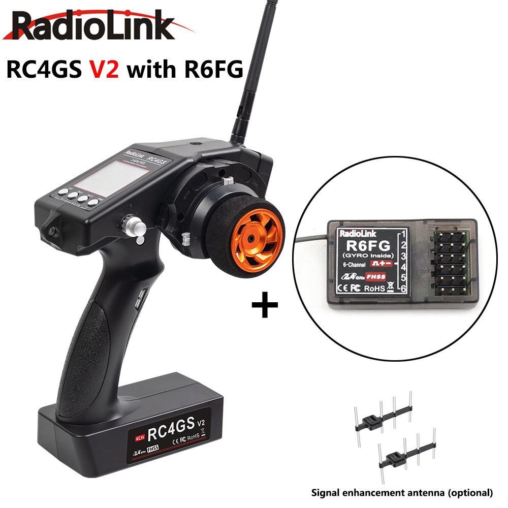 รีโมท รถ เรือ Radiolink RC4GS V2 2.4G 4 Channels RC Transmitter and Gyro Receiver R6FG พร้อมส่ง