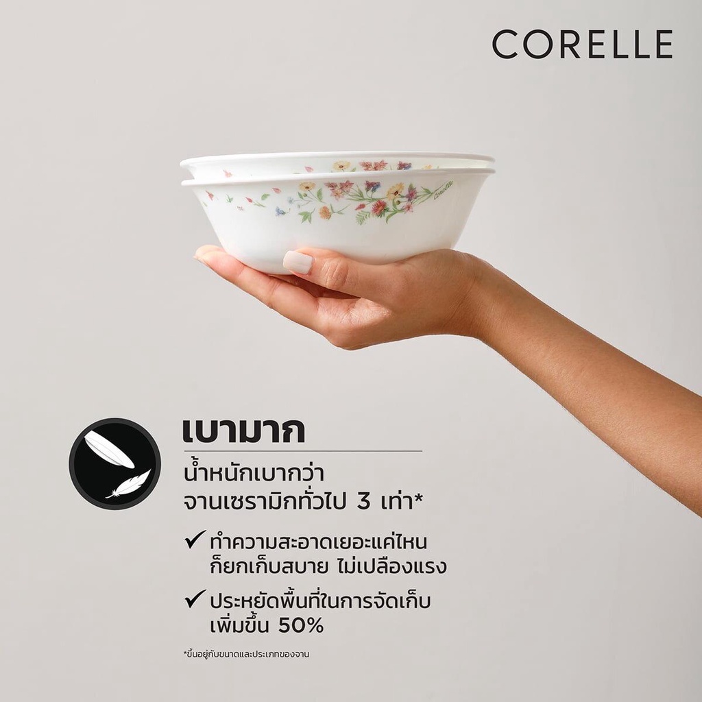 Corelle จานอาหาร ขนาด 8.5 (21 cm.) ลาย Pastel Bouguet 2 ชิ้น /C-03-108-93-2