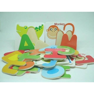 Early Education Wooden Card บล็อกไม้ จับคู่ อักษร A-Z