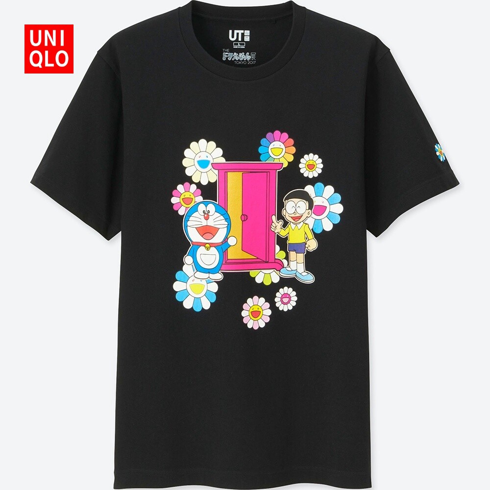 UNIQLO UT X DORAEMON X TAKASHI MURAKAMI T-Shirt Men's Women's Couples's Short Sleeve Top Japanese Anime Series Te เสื้อ