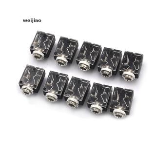 wei 10Pcs 3.5mm Headphones Stereo Audio Socket Jack With nut 5 Pin PCB ie