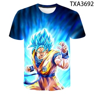 เสื้อยืดแขนสั้น พิมพ์ลายการ์ตูน Dragon Ball Goku แฟชั่นฤดูร้อน สําหรับเด็กผู้ชาย และเด็กผู้หญิง