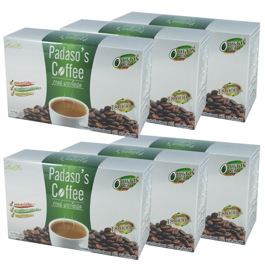 Padaso ผลิตภัณฑ์กาแฟปรุงสำเร็จ พาดาโซ่พัส Super S Coffee 10 ซอง ขนาดใหม่ 18g. (6 กล่อง)