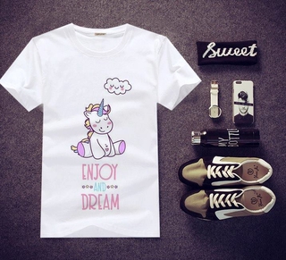 เสื้อยืดสกรีนลาย Unicorn ใส่สบายๆ ไม่ยืด ไม่ย้วย