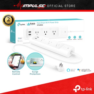 Tp-link KP303 3 เต้าเสียบ Kasa Wifi รางปลั๊กไฟอัจฉริยะ พร้อมตัวป้องกันไฟกระชาก และพอร์ต USB 2 ชิ้น