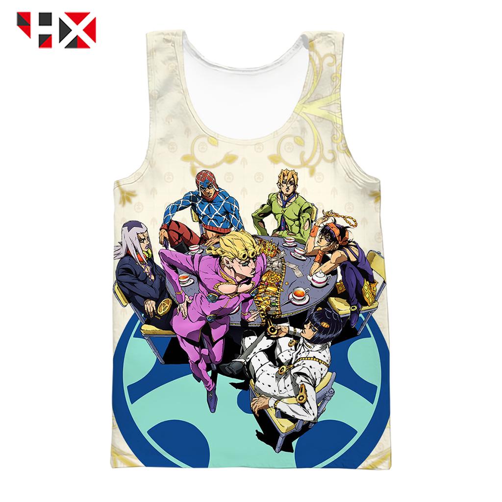 CLOOCL JoJos Bizarre Adventure Anime 3D Printed Pattern Mens Loose Vest