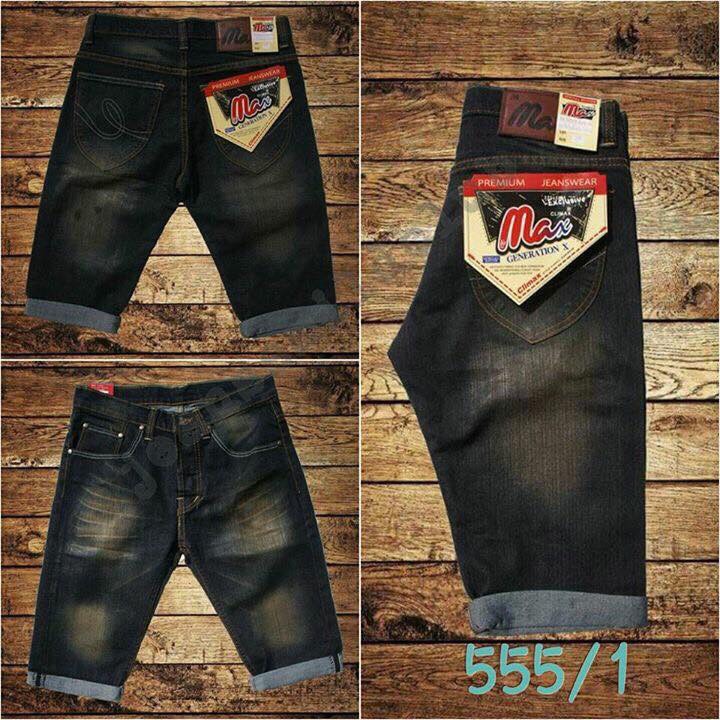 Jeans กางเกงยีนส์ขาสั้นผู้ชาย ยืด ทรงขาสามส่วน สีสนิมฟอก (เป้ากระดุม/เป้าซิป)