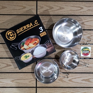 K2 SIERRA CUP ชุดถ้วยสแตนเลสสามขนาดสำหรับใส่อาหารทั้งคาวหวานและขนม แถมตาข่ายจัดเก็บ (TJT)