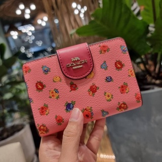 COACH C9934 MEDIUM CORNER ZIP WALLET WITH MINI VINTAGE ROSE PRINT