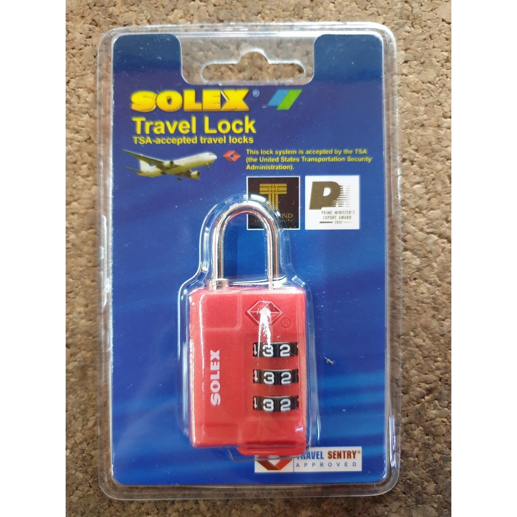 กุญแจรหัส กุญแจล็อคกระเป๋าเดินทาง SOLEX แท้ Travel Lock TSA 33