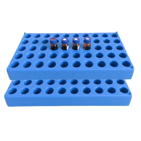 Vial Rack, Single Blue Holds 50 Standard 12 mm 2 mL ขวด, ชั้นวางหลอด( 2 แพ็ค)