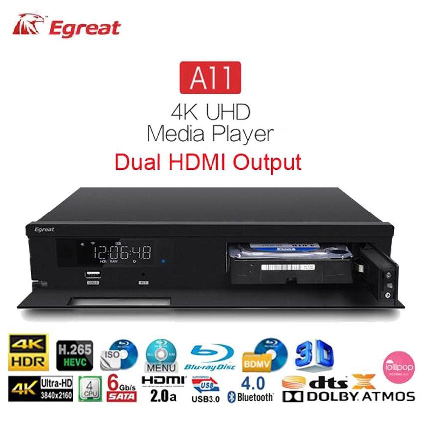 Egreat 2018 A11 4K UHD Media Player Hi3798CV200 2GB 16GB 2T2R WIFI Gigabit LAN HDR10 Blu-ray 3D Dolb