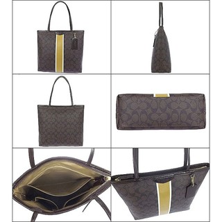 ลดราคาพิเศษ!! Coach Signature Stripe coated canvas tote F32857