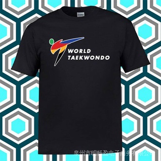 Wtf World Taekwondo Federation logo เสื้อยืดผู้ชายแฟชั่นสีดําวันขอบคุณพระเจ้าเสื้อยืด