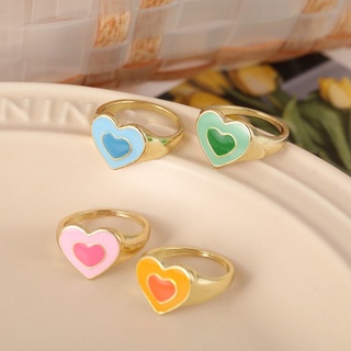แหวนแฟชั่นรูปหัวใจสไตล์เกาหลีหลากสีสันสดใส