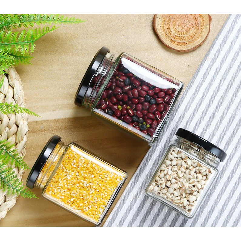 ขวดแก้ว250ml ขวดแก้วมีฝาปิด สีดำแดง