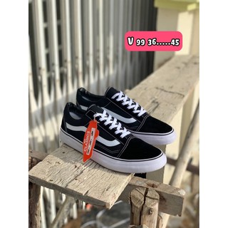 【สินค้าคุณภาพ ราคาโกดัง】รองเท้าผ้าใบ old skool สีดำ-Black Size: 36 - 45 รองเท้าผ้าใบชายหญิง H7A024-FP